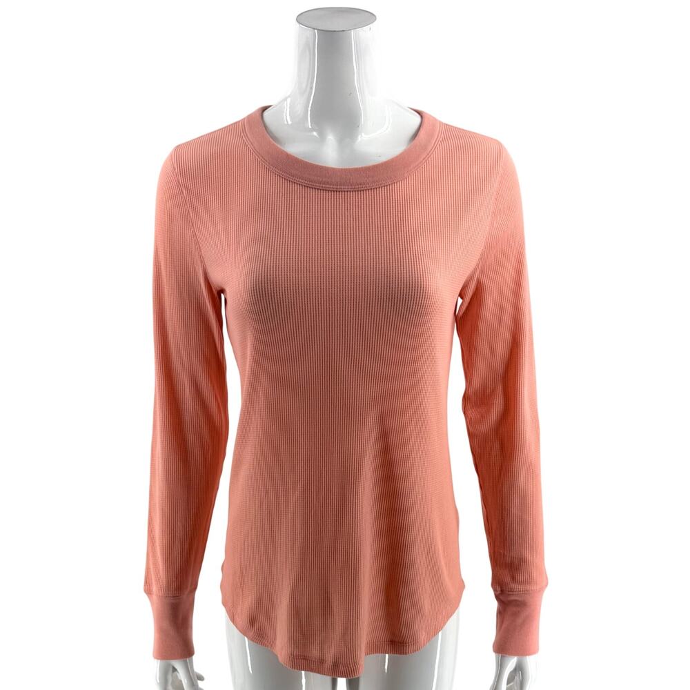 Gap Womens Long Sleeve Thermal Tee Shirt Top Size Medium Peach Pink Waffle